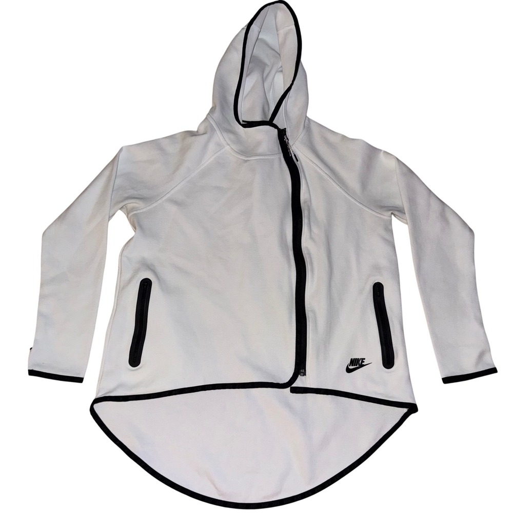 Nike Tech Fleece Full Zip Hoodie White Black Women's Size M